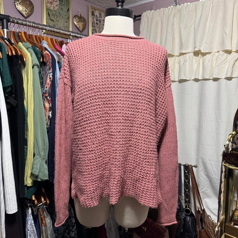 Pink Knit Sweater Preppy Fall Pullover